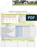 Name: Grade/Section: School Year:: Part I. Average Grade Per Grading Period Part Ii. Monthly Attendance Monitoring