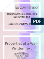 Properties of A Well-Written Text