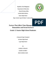 Factors That Affect Time Management of Humanities and Social Sciences Grade 11 Senior High School Students