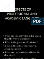 Aspects of Professional and Academic Language