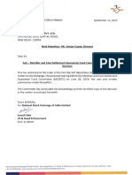 Exchange Letter Dated September 12, 2019