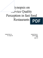 Synopsis On Service Quality Perception in Fast Food Restaurants