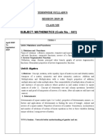 Termwise Syllabus SESSION-2019-20 Class Xii Subject: Mathematics (Code No. - 041)