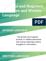 Varieties and Registers of Spoken and Written Language