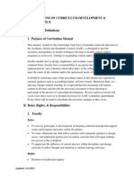 I. Foundations of Curriculum Development & Maintenance A. Overview & Definitions 1. Purpose of Curriculum Manual