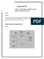 Experiment 02: Introduction To Ltspice Using Simulation of Natural and Step Response A Parallel RLC Circuits