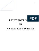 Right To Privacy in Cyberspace in India