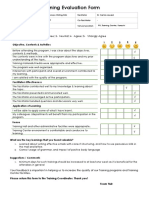 Training Evaluation Form: 1-Strongly Disagree 2 - Disagree 3 - Neutral 4 - Agree 5 - Strongly Agree