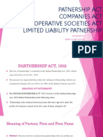 Patnership Act Companies Act Co-Operative Societies Act Limited Liability Patnership