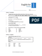 English For Nursering 1 Entry Test