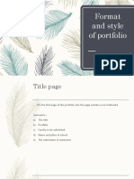 Format and Style of Portfolio