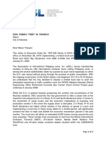 Association of International Shipping Lines (AISL) Letter To Mayor Tobias of Navotas City