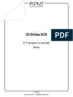 Summary Notes - Topic 9 Transport in Animals - CIE Biology IGCSE