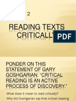 Reading Texts Crically