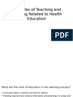 Principles of Teaching and Learning Related To Health Education 2019-2020