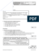 Oxford Solutions Pre-Int Short Test Unit 3 1B