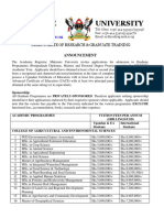 Makerere University Graduate Courses For 2020/2021 Academic Year