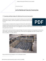 Quantity and Rate Analysis For Reinforced Concrete Construction