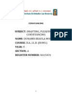 Subject: Drafting, Pleading And: Conveyancing Name: Dunamis Beaula Monila P