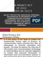 Data Privacy Act OF 2012 UNDER RA 10173