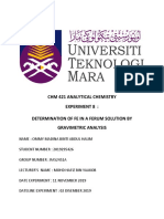 CHM 421 Analytical Chemistry Experiment 8: Determination of Fe in A Ferum Solution by Gravimetric Analysis