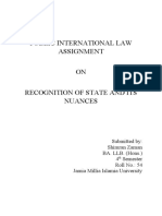 Public International Law Assignment ON Recognition of State and Its Nuances