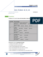 Prepositions of Place at in On American English Intermediate b1 b2 Group PDF