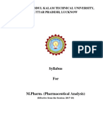 Pharmaceutical Analysis (Proposed) Syllabus - Effective From The Session 2017-18