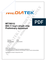 Mediatek Confidential: MT7601U 802.11 B/G/N Single Chip Preliminary Datasheet