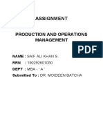 Production and Operations Management Assignment