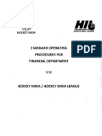 Standard Operating Procedures For Financial Department: Hockey India