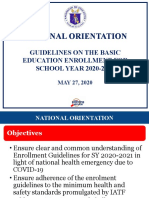 National Orientation: Guidelines On The Basic Education Enrollment For SCHOOL YEAR 2020-2021