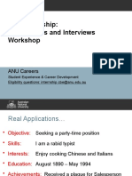 CBE Internship: Applications and Interviews Workshop: ANU Careers