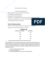 Part II Workout Question: - Possible Rate of Return Probability