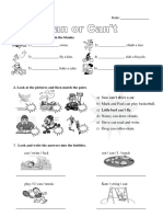 Write 'I Can' or 'I Can't' in The Blanks