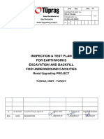 Inspection & Test Plan For Earthworks Excavation and Backfill For Underground Facilities