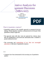 Quantitative Analysis For Management Decisions (MBA 662)