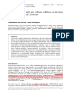 The Effect of Films With and Without Subtitles On Listening Comprehension of EFL Learners