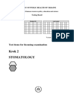 Krok 2 Stomatology: Test Items For Licensing Examination