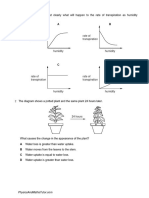 Transport in Plants (Multiple Choice) QP 2