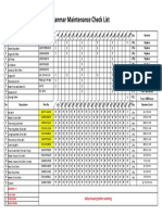 Yanmar Maintenance Check List: No Description SMR Qty Remark Part No