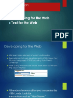 Presentation On: Developing For The Web Text For The Web