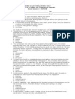 Third Quarter Diagnostic Test: Second Semester, S.Y. 2019-2020