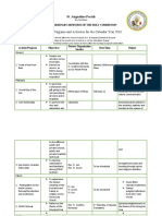 Calendar of Activities For EMHC New