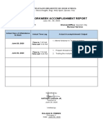 Individual Workweek Accomplishment Report: AFP Rd. Garcia Heights, Brgy. Holy Spirit, Quezon City