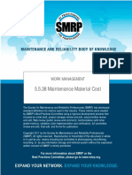 SMRP Metric 5.5.38 Storeroom Maintenance Material Cost