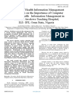 Perception of Health Information Management Professionals On The Importance of Computer System in Health Information Management in Obafemi Awolowo Teaching Hospital, ILE - IfE, Osun State, Nigeria