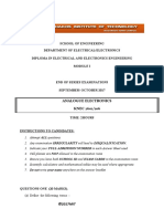 School of Engineering Department of Electrical/Electronics Diploma in Electrical and Electronics Engineering