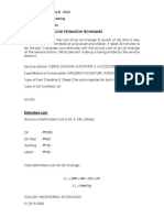 Problem Set 3 Cost Estimation Techniques Problem 1: Estimate The Cost of An Oil Change (5 Quarts of Oil) and A New