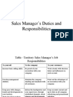 Sales Manager Duties and Responsibilities